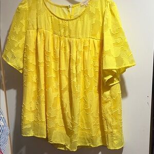 JODIFL Yellow Textured Women's Blouse